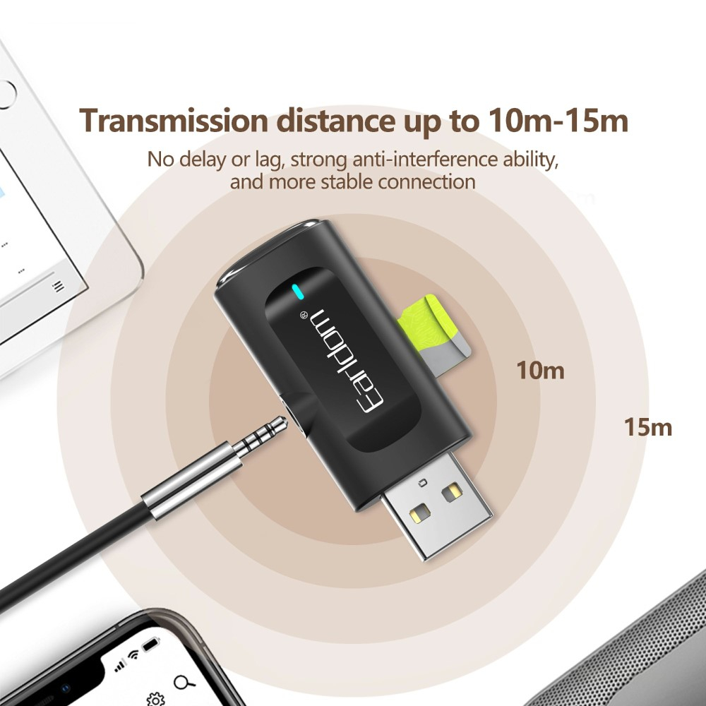 KFZ USB zu Bluetooth 5.3 Dongle mit Freisprecheinrichtung inkl. MicroSD-Karten-Slot - Schwarz