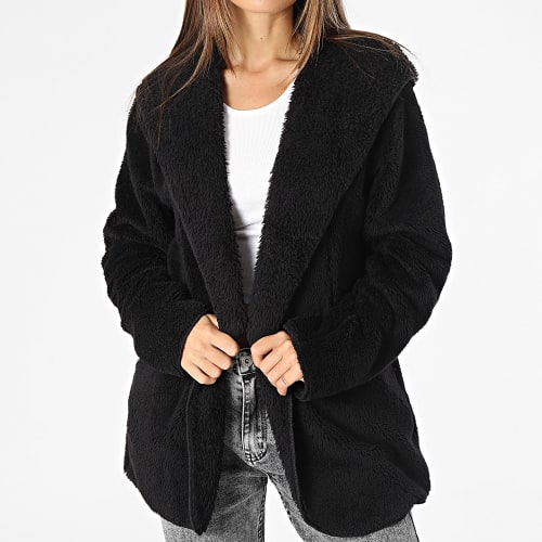 Cardigan Capuche Femme Contact Hood Sherpa Noir