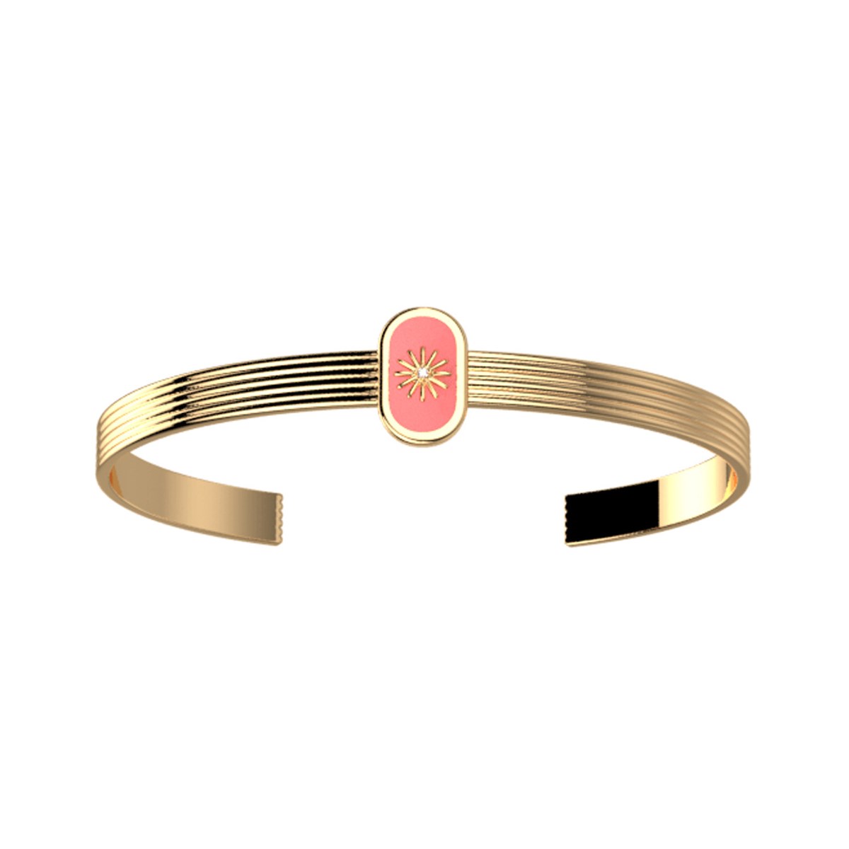 Bracelet jonc Les Georgettes collection Cadetteslaiton doré et laqué corail