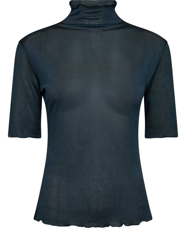 Filippa K Mock Neck Frill Top Dawn blue