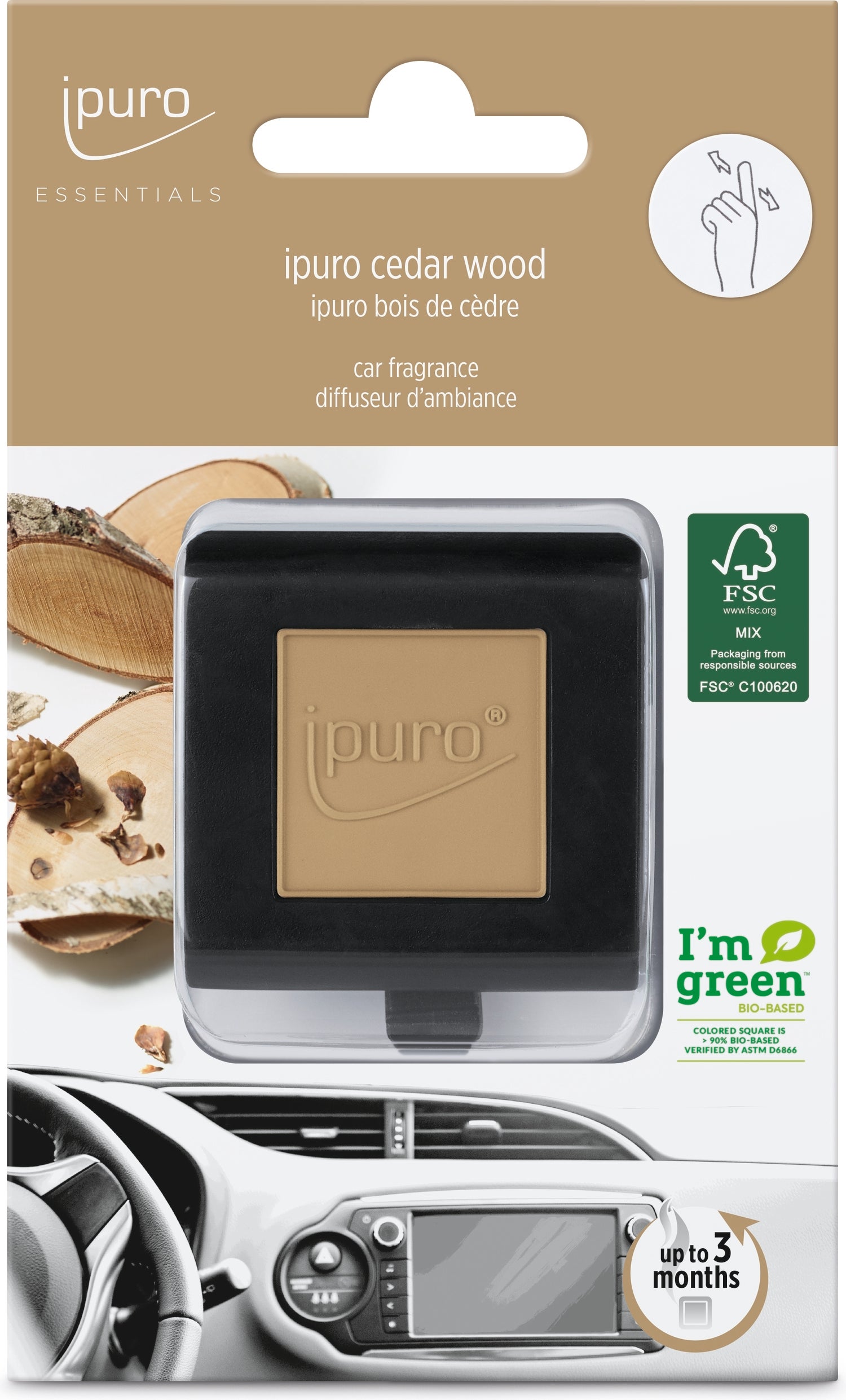 Ipuro autoclip Essentials Cedar Wood 4 x 4 cm