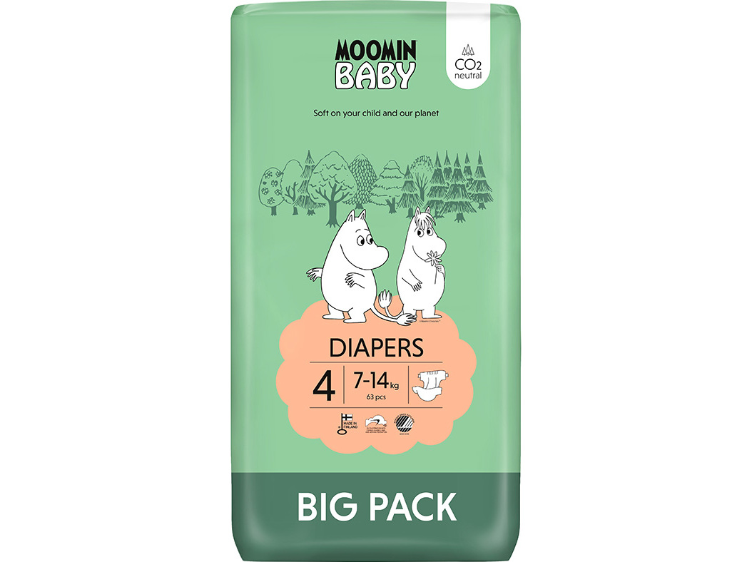 FRALDAS MOOMIN BABY T4 7-14KG 63UN