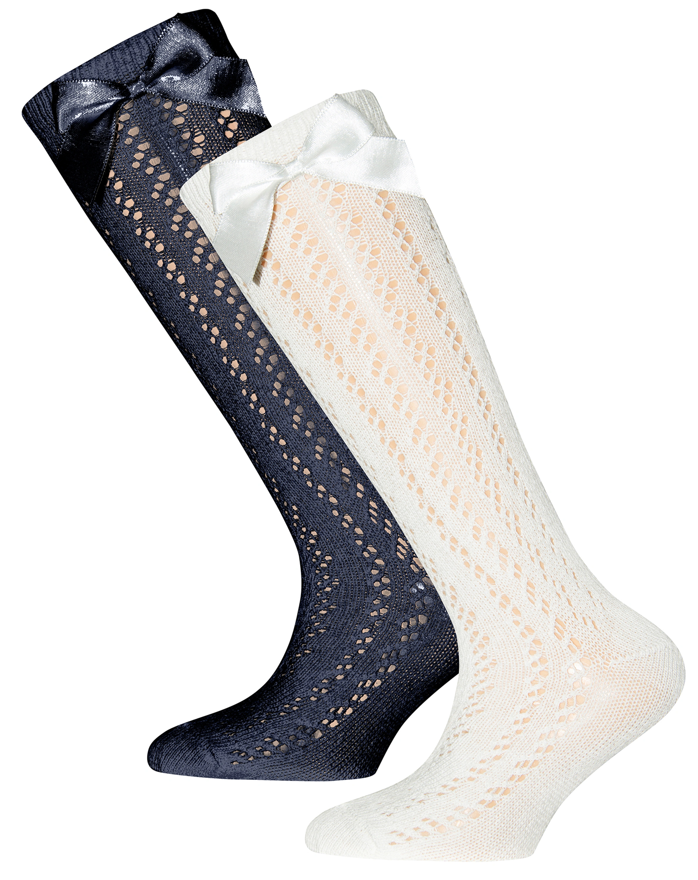 Kniestrumpf TRAFORATO SCHLEIFE 2er Pack in navy/latte