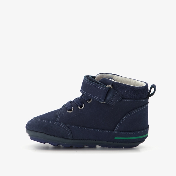 Groot leren babyschoenen donkerblauw met sterren