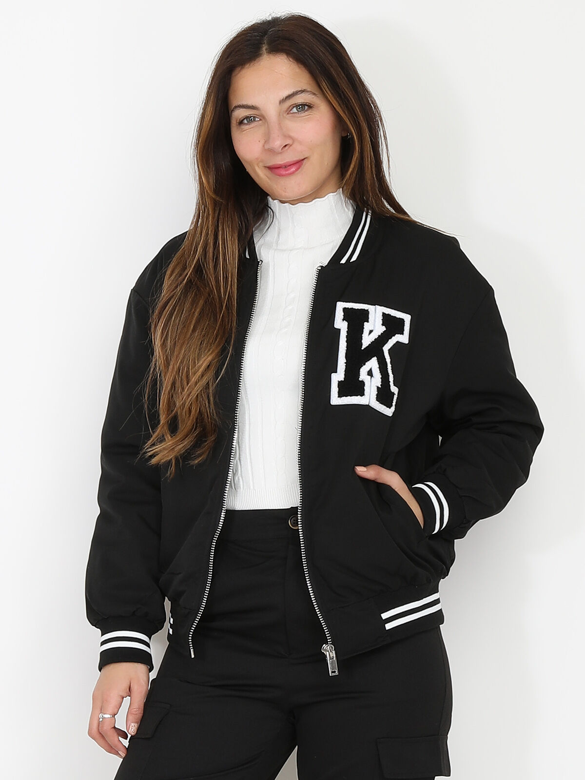 Bomber style universitaire- Noir