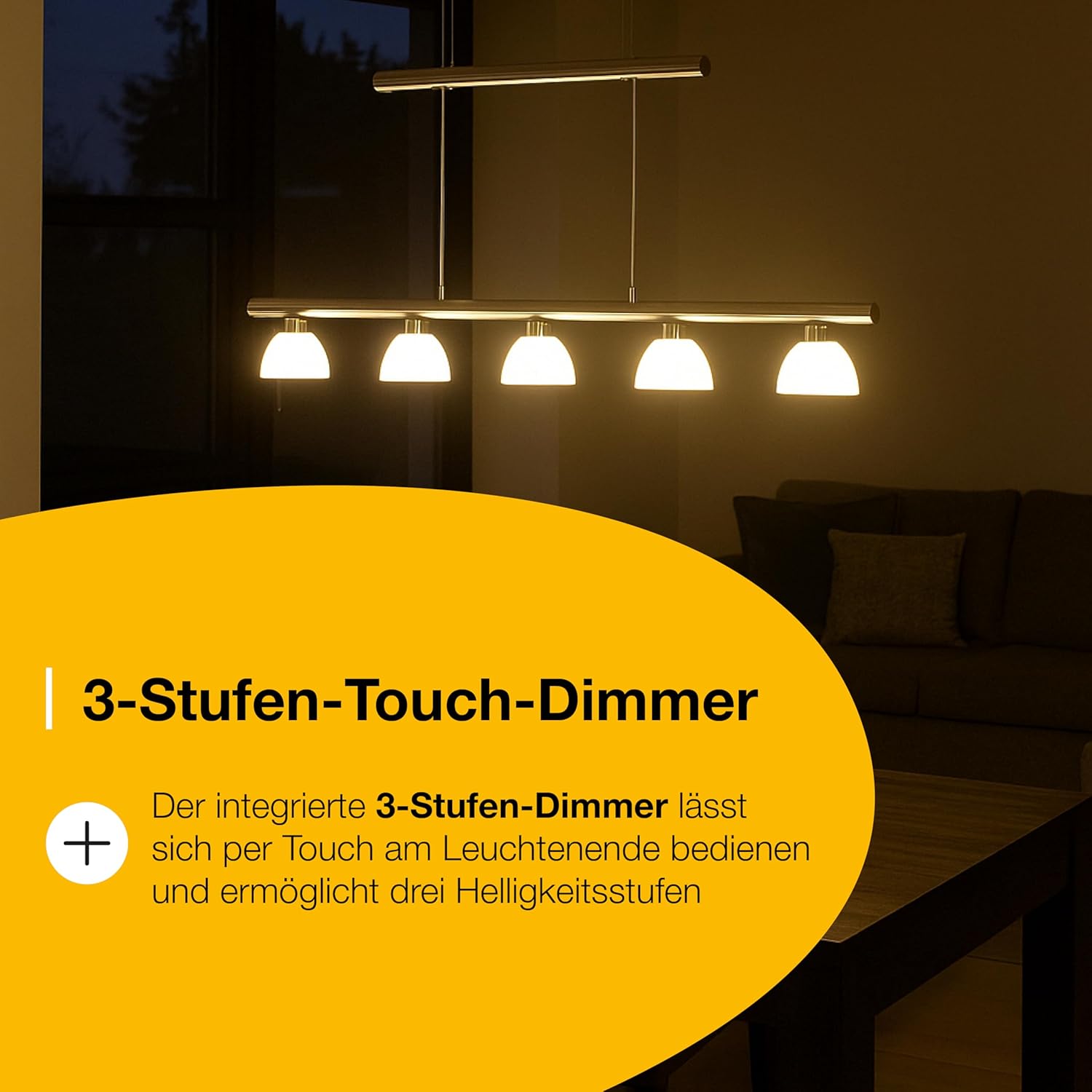 Brilliant Lampe Tonja LED Pendelleuchte 5flg chrom/weiß | 5x 5W LED integriert (COB), (285lm, 3000K) | Höhenverstellbar durch Gegengewicht