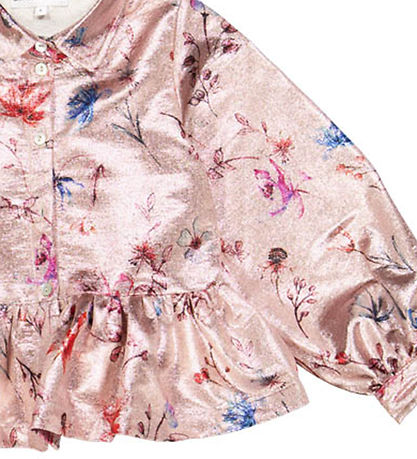 Christina Rohde Bluse - Rosa Glitter m. Blomster