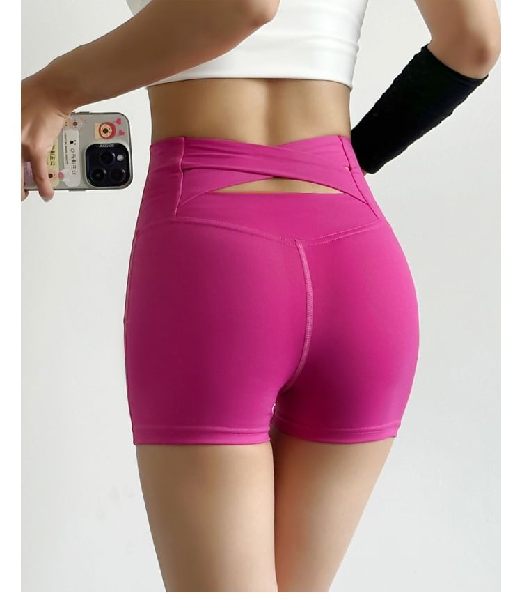 Engiko - Yogashorts met hoge taille en effen uitsnijdingen