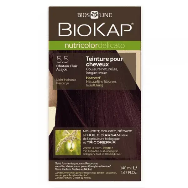 Biokap Nutricolor Delicato Hair Dye 5.5 Châtain Clair Acajou 140ml