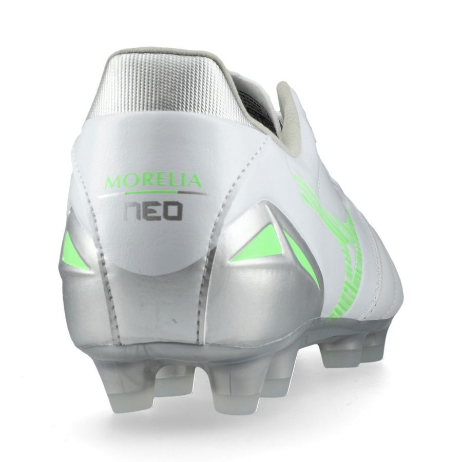 Mizuno Morelia Neo IV Pro FG/AG Frontier - Blanc/Vert Néon/Cool Gray
