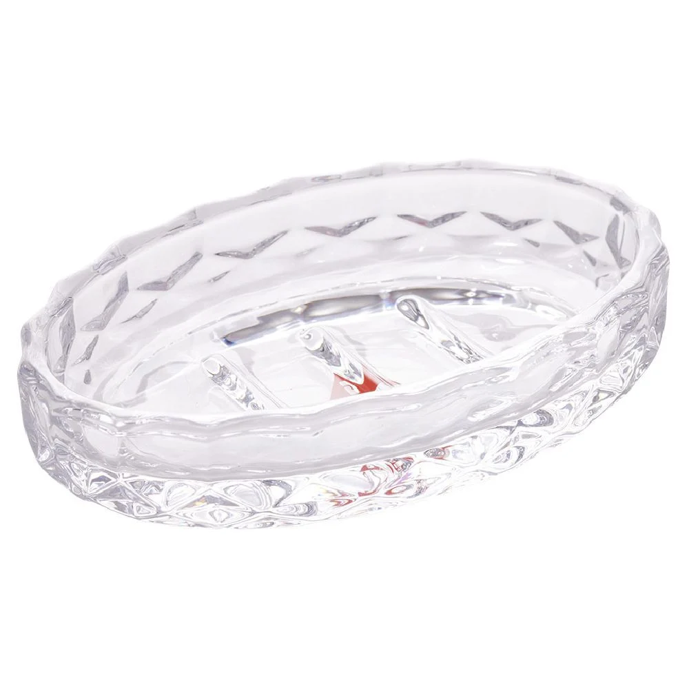 Porte-savon en verre effet cristallin transparent 12x8xH2,5cm