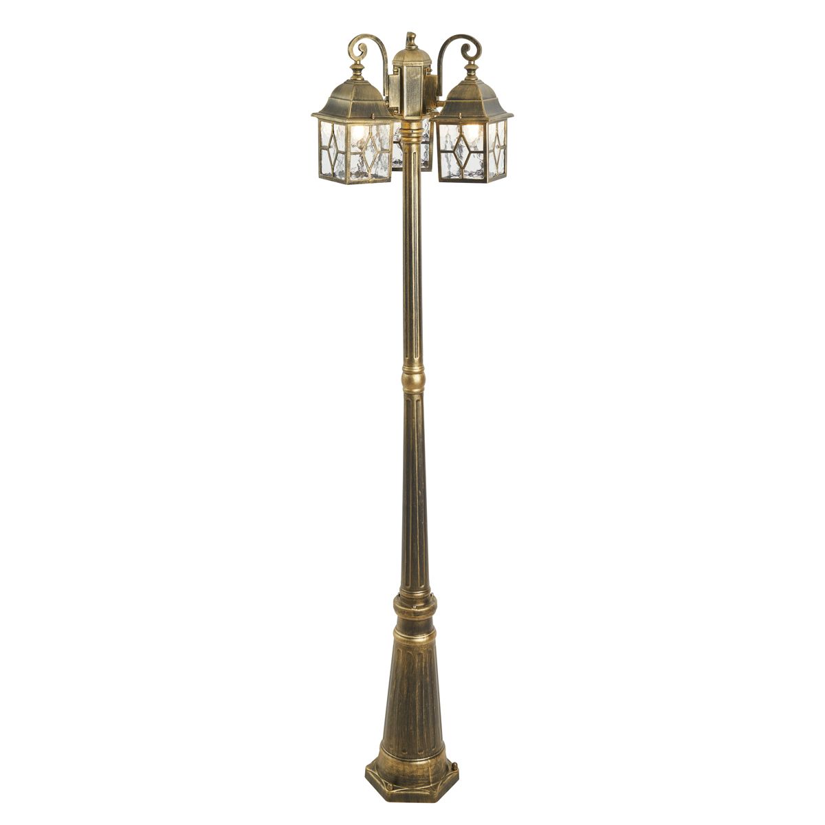 Klassieke buiten lantaarn antiek goud met helder glas 198cm IP44 - London
