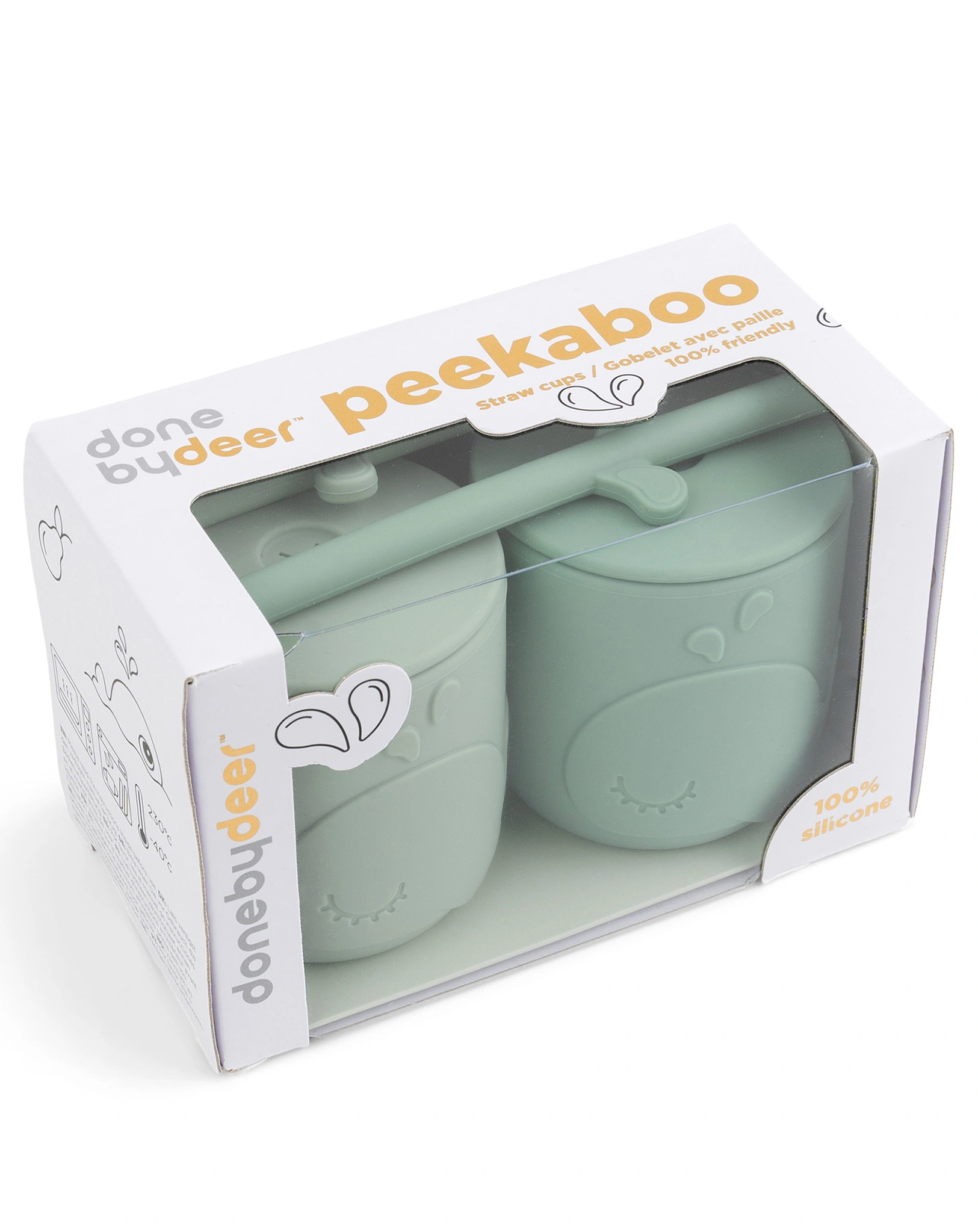 Strohhalmbecher PEEKABOO - WALLY 2er Pack in grün
