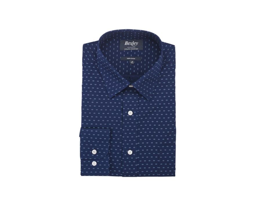 Chemise imprimée marine motif bleu - LÉOPHILE