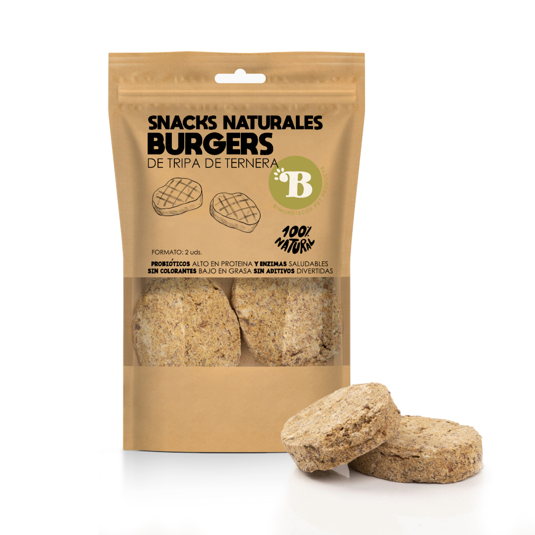 Hambúrgueres de tripa bovina BIMORDISCOS para cães (10 unidades)