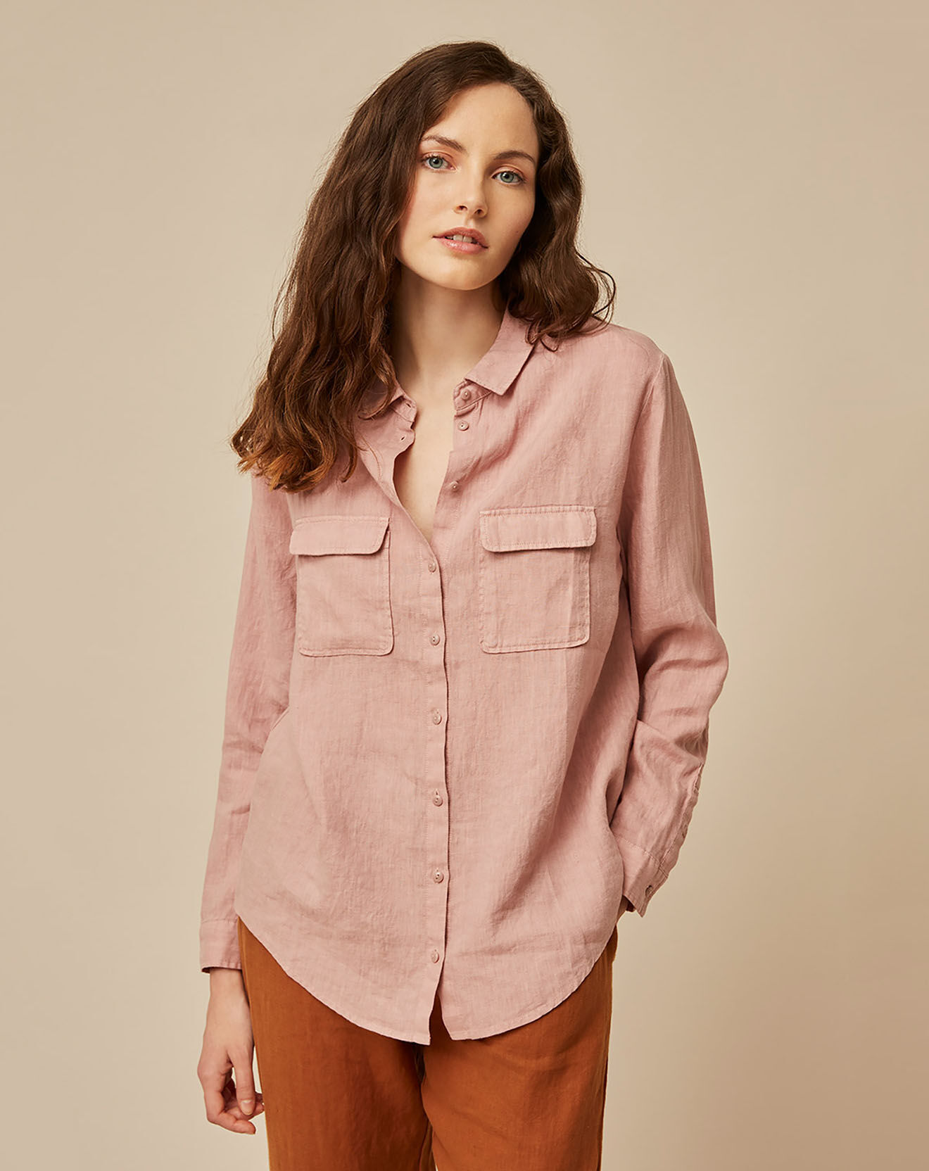 Harris Wilson Chemise 100% Lin Carole poudre