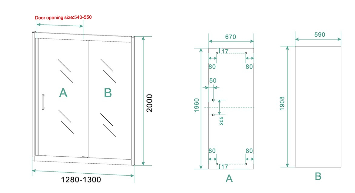 Mueller Manhattan douchecabine 130x100cm met schuifdeur en anti-kalk zwart mat