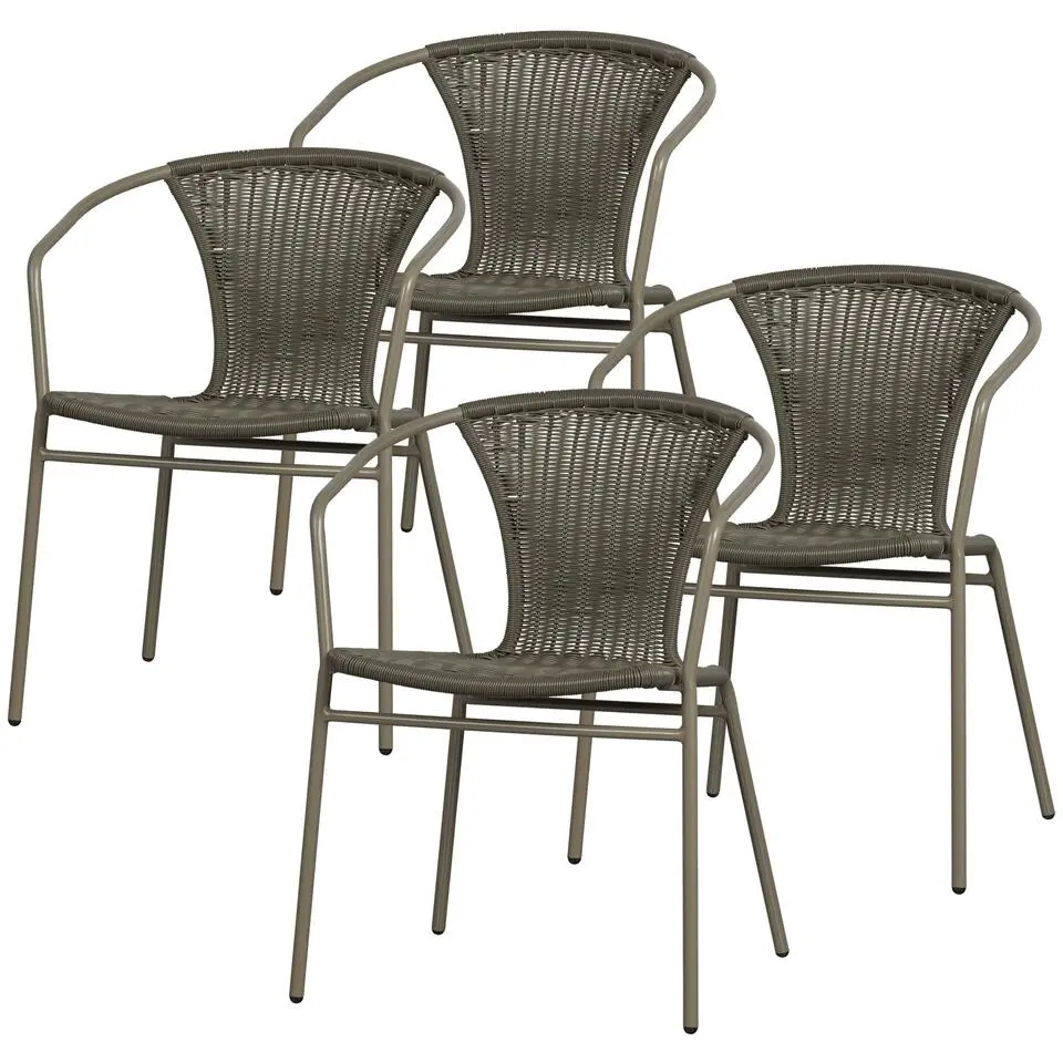 WOOOD Weston Stoelen Buiten - Rattan/Metaal - Jungle - Set van 4
