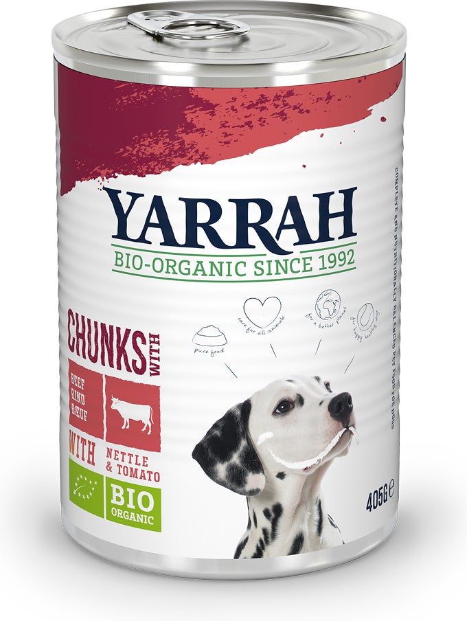 Yarrah biologisch hondenvoer in saus kip en rund 405 g