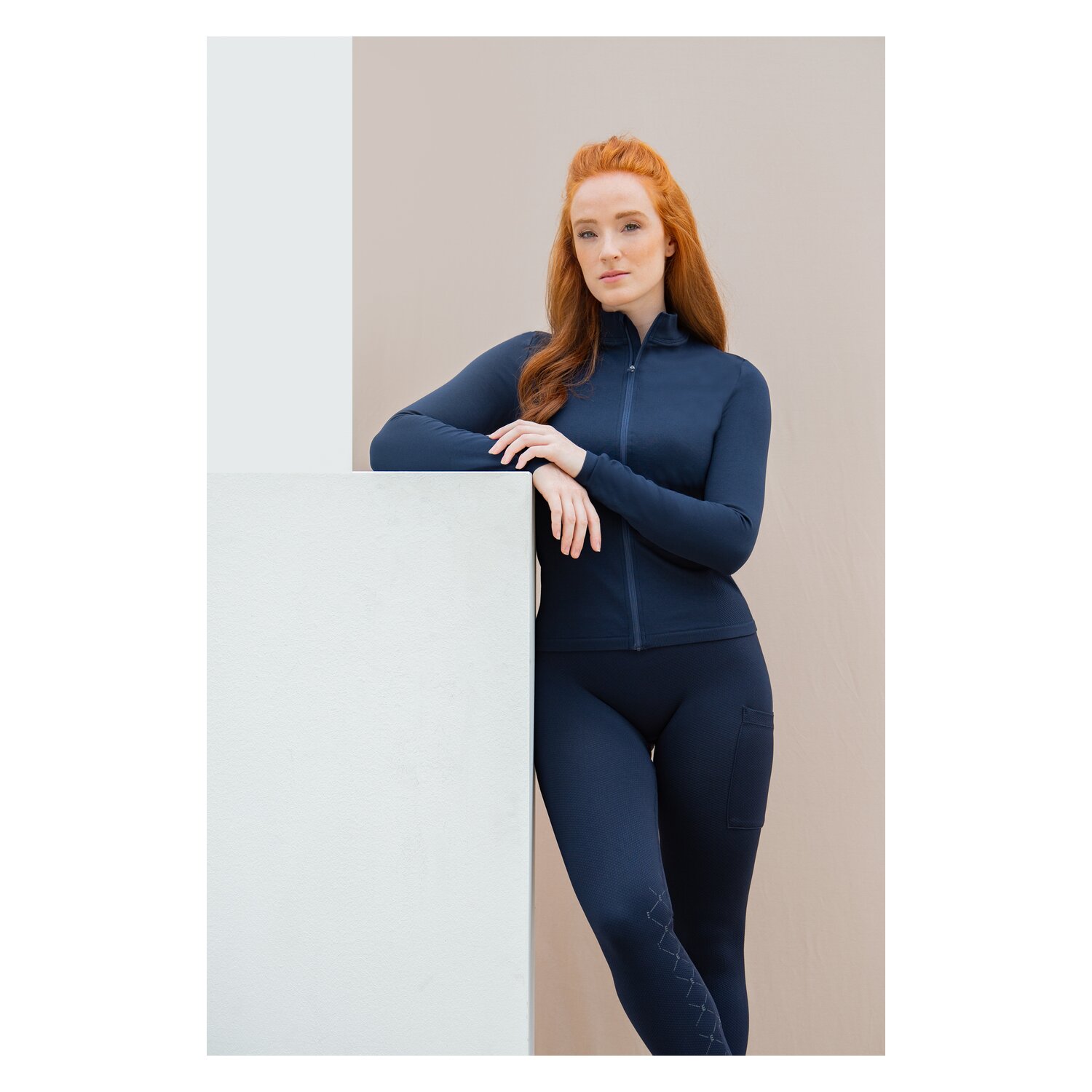 ESKADRON Classic Sports Zip-Shirt Seamless - navy