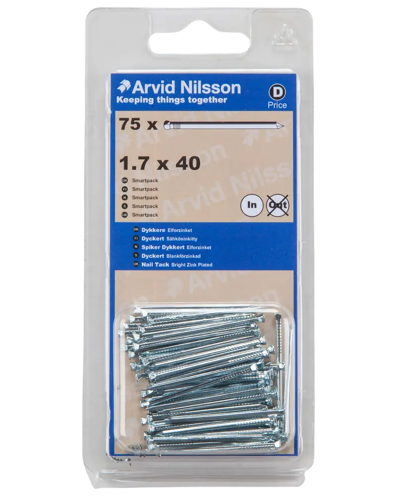 Arvid Nilsson Dykker firkantet 1,7 x 40 mm 75-pak