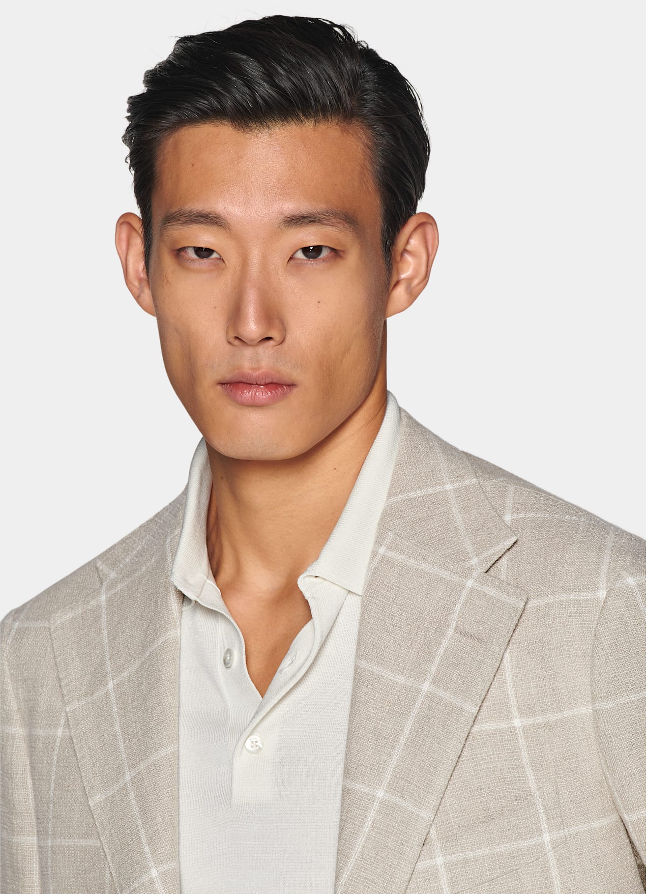 Blazer Roma coupe Relaxed taupe clair à carreaux