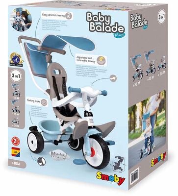 Smoby Trehjulsykkel Baby Balade Plus, Blå