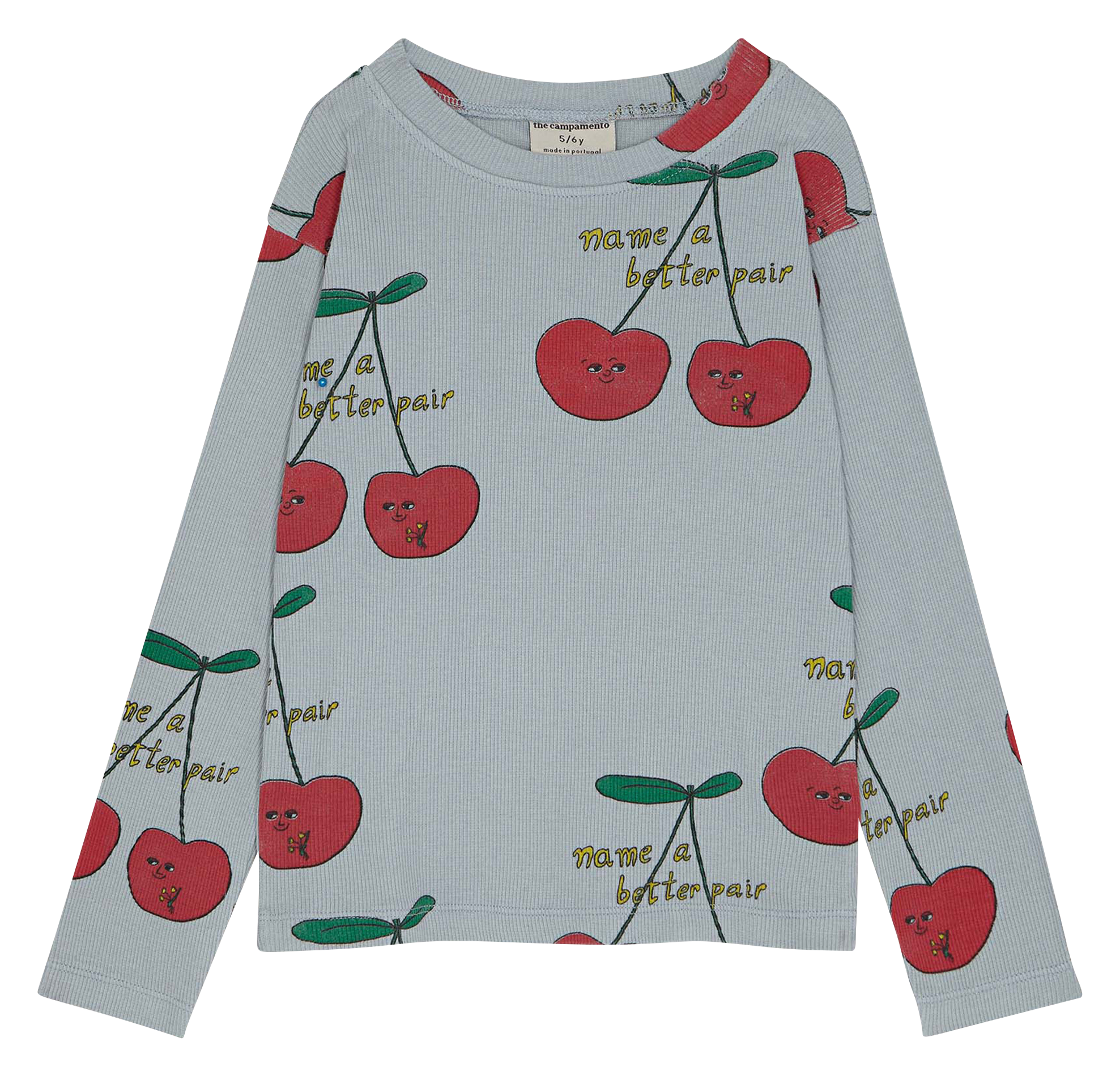 Tee-shirt col rond imprimé en coton bio| Bleu
