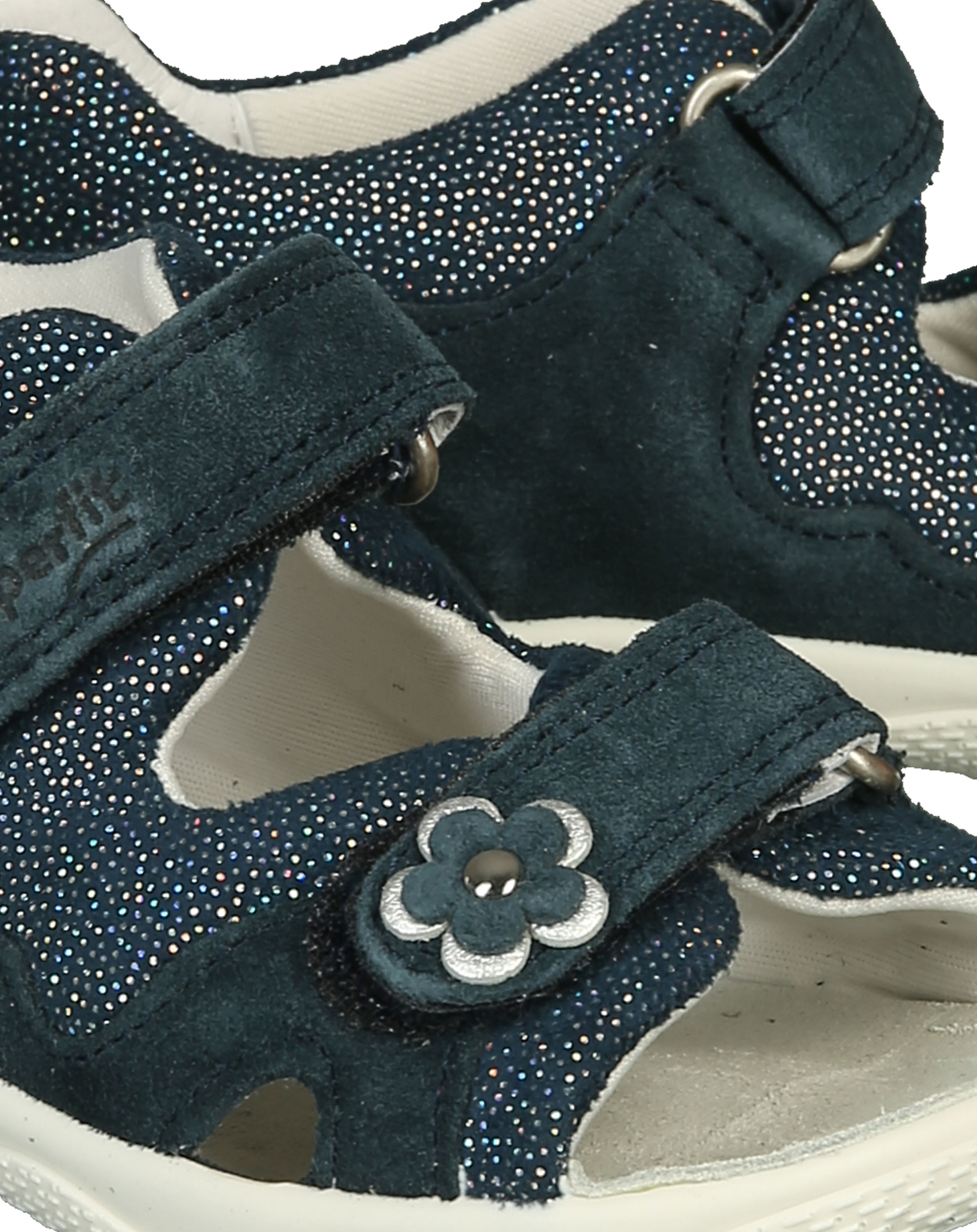 Leder-Klettsandalen POLLY - BLUME in dunkelblau