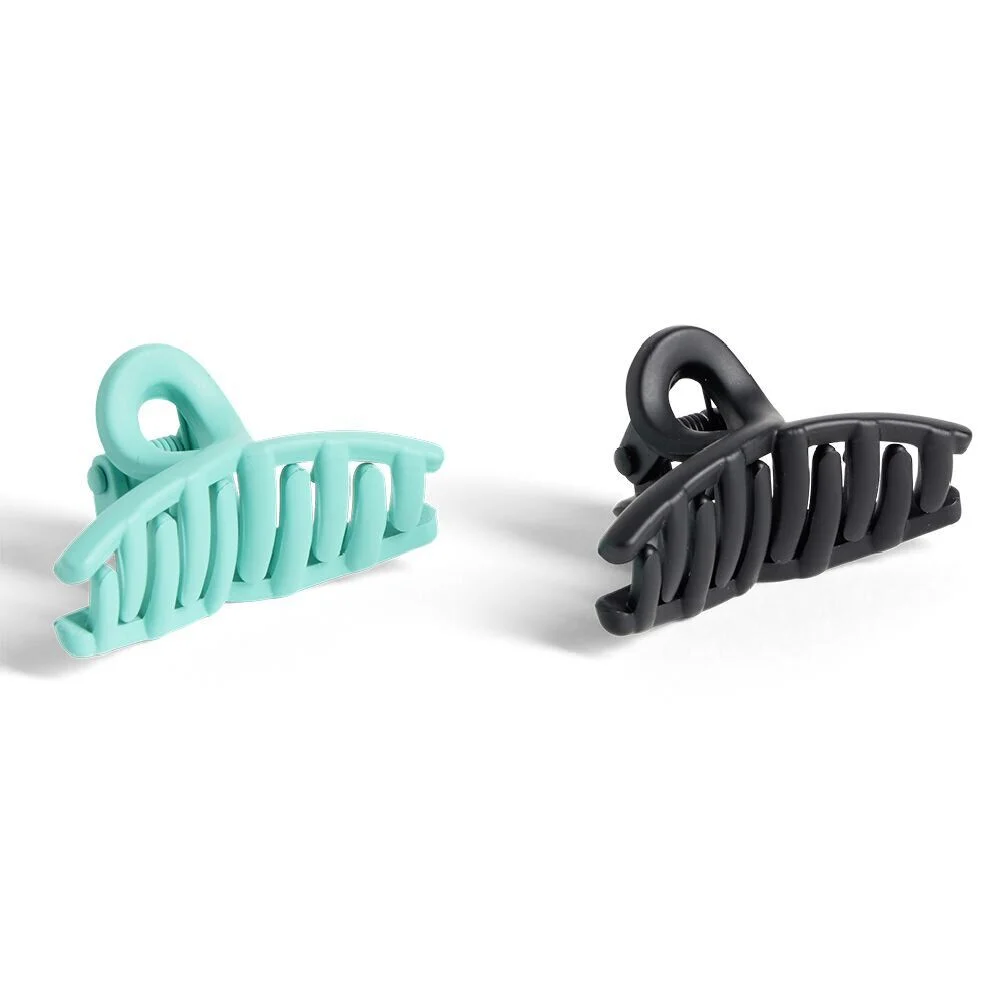 Lot de 2 mini pinces à cheveux uni bleu et uni noir
