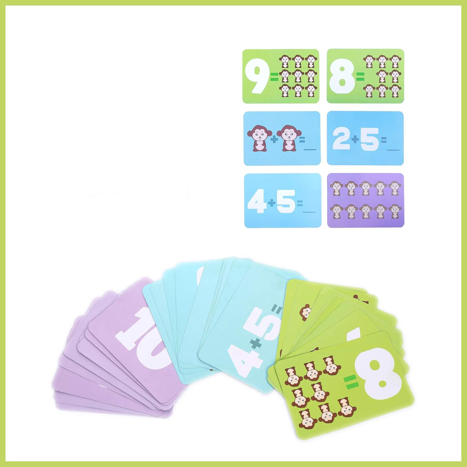 (60-tlg. Set) Kinder Mathematik Spiel Waage Balance Affen Rechenaufgaben Lern Spielzeug für Addition inkl. Aktionskarten