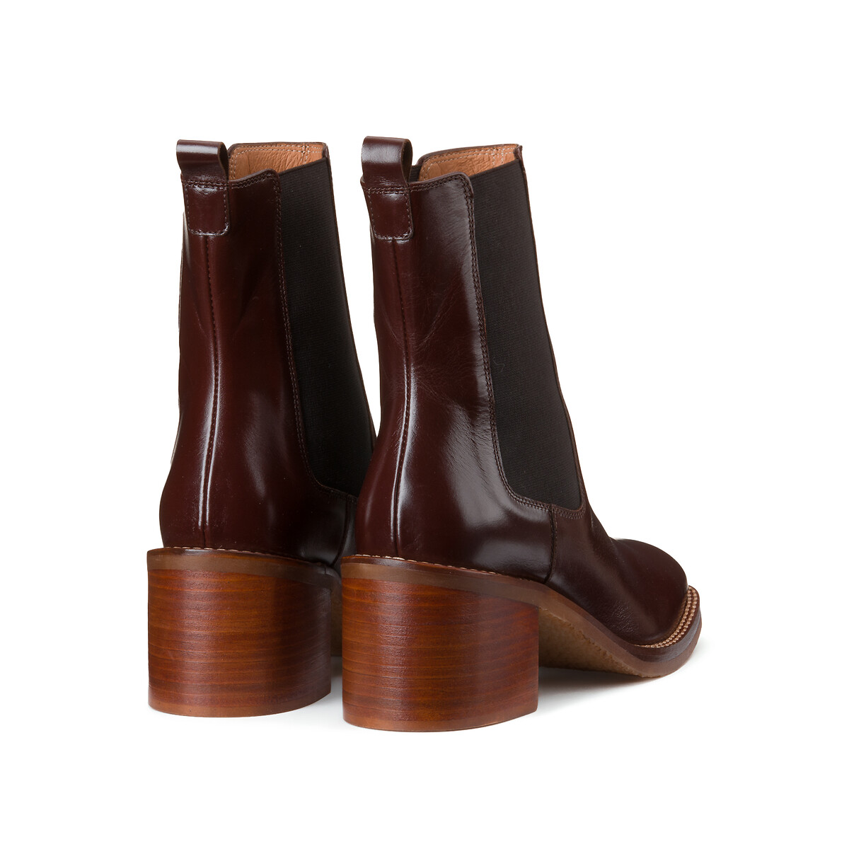 COLEÇÃO LA REDOUTE<br>Botas Chelsea de couro com salto largo