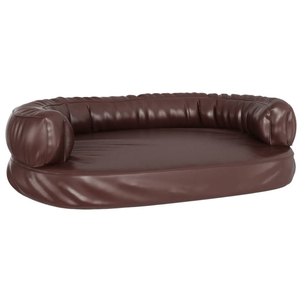 Lit pour chien ergonomique mousse marron 75x53 cm similicuir