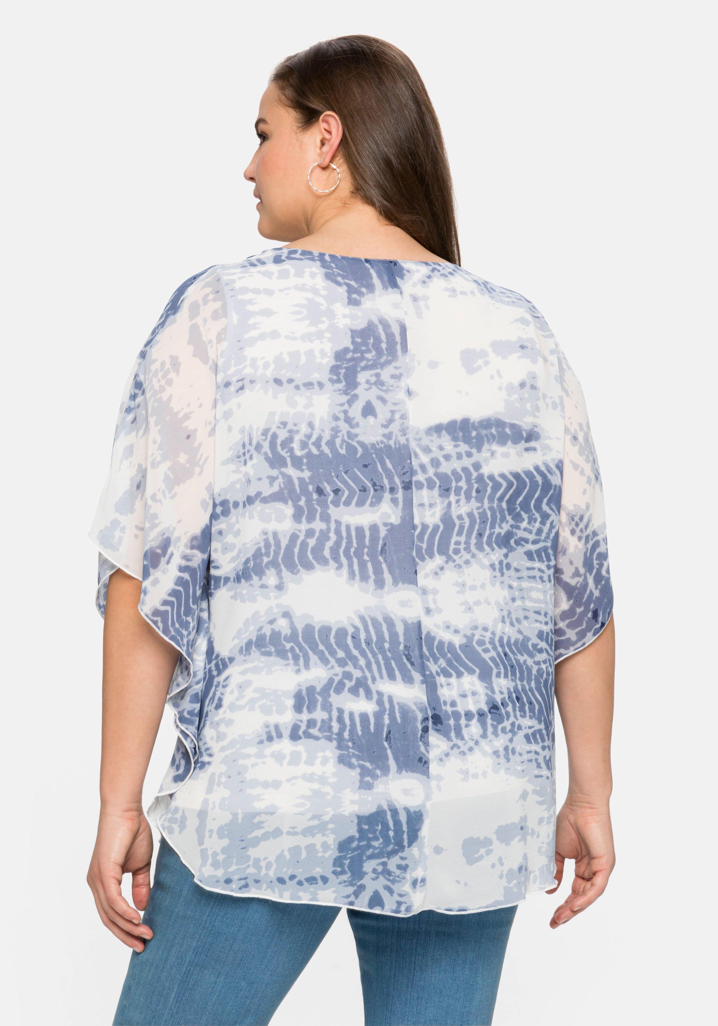 Longtunika mit Batikprint und Fledermausärmeln
