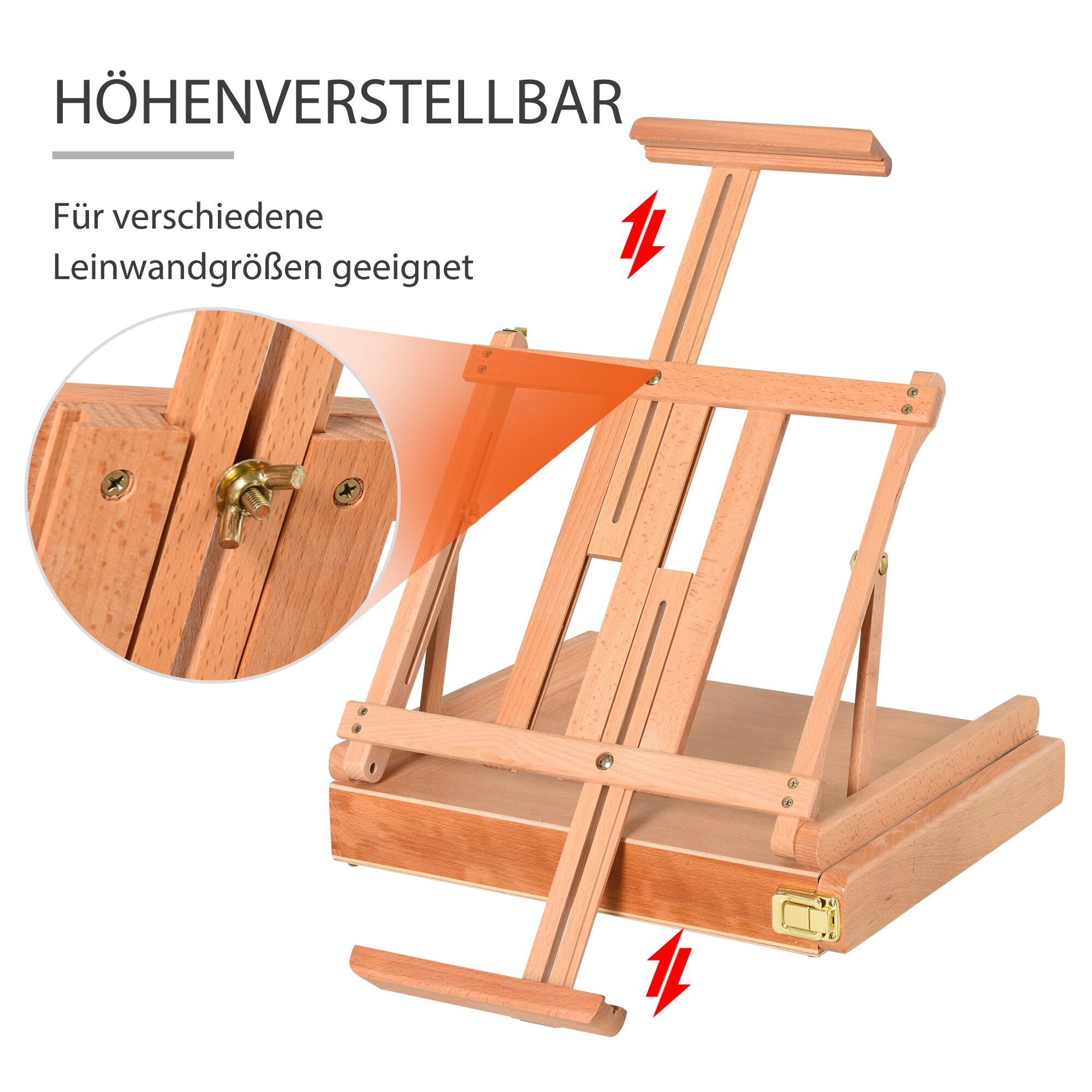 Vinsetto Staffelei mit verstellbaren Winkeln natur 42 x 36 x 12,5-69,9 cm (BxTxH)