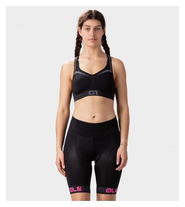 Cuissard Femme Sans Bretelle Alé Traguardo Noir/Rose Fluo