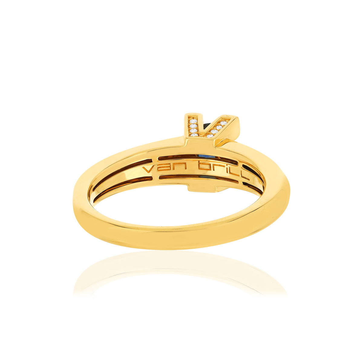 Bague VAN BRILL or jaune 750, saphir, diamants.