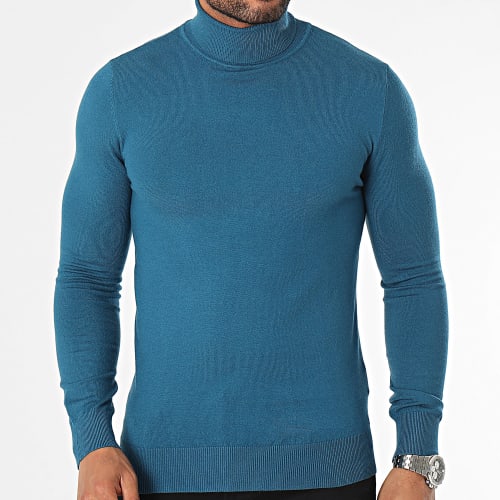 Pull Col Roulé Bleu Pétrole