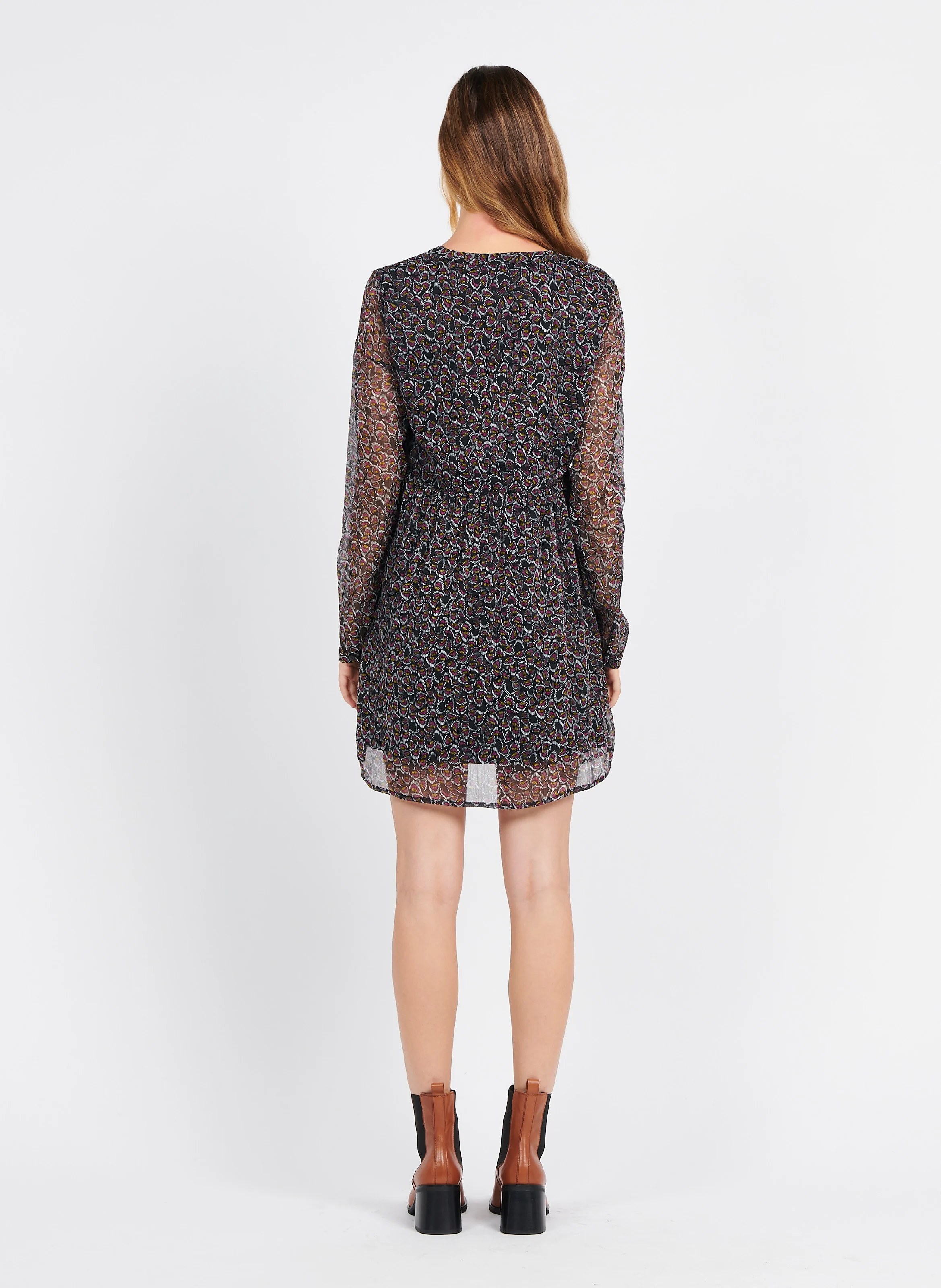 Robe fluide imprimée | Noir