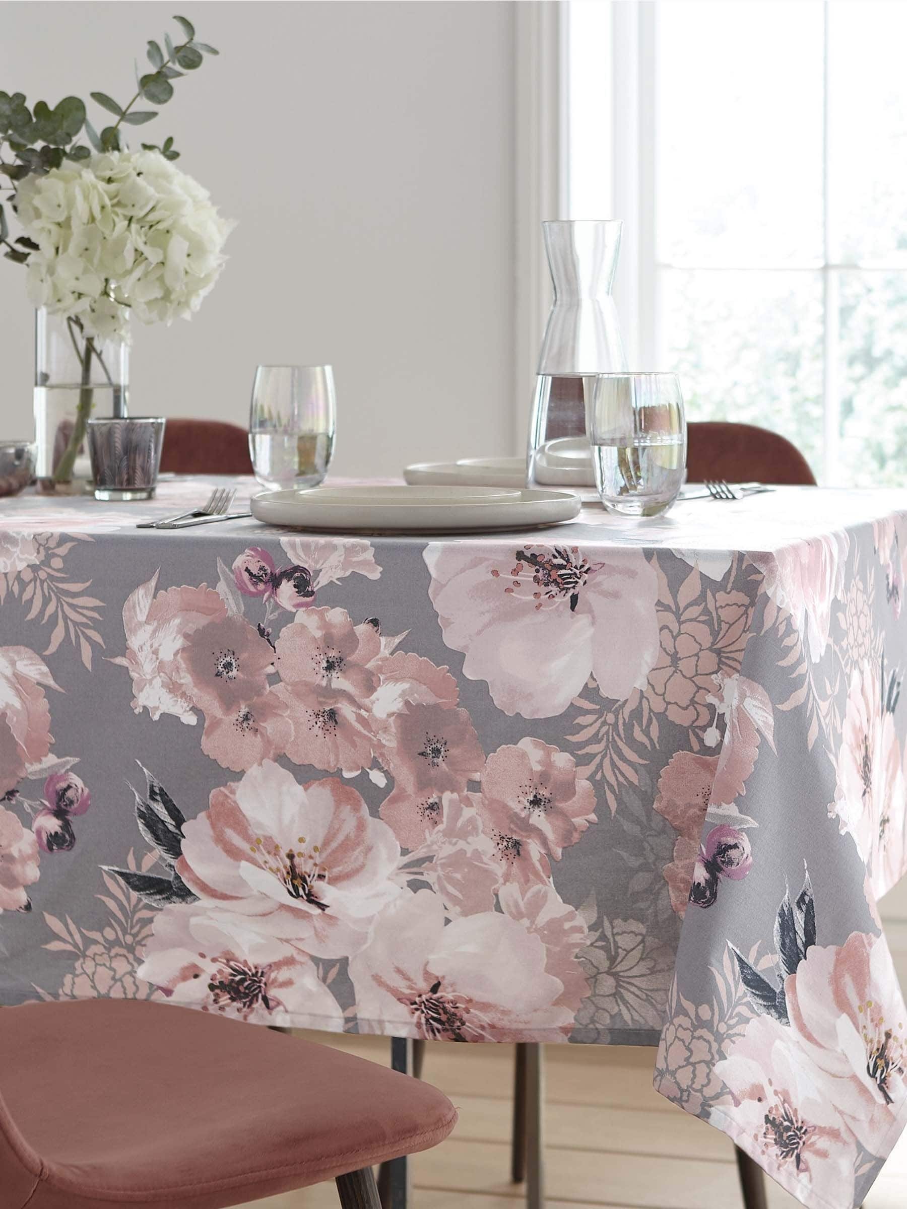 Catherine Lansfield Dramatic Floral Print 100% Cotton Table Cloth