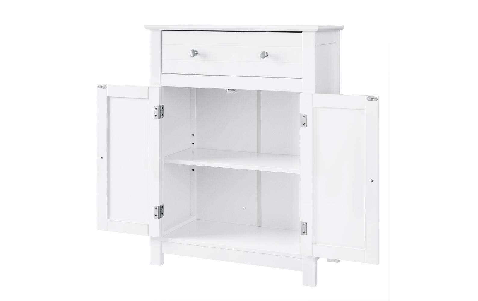 Badezimmerregal mit Schublade 60 x 80 cm, WeissSchrank mit verstellbarem Einlegeboden