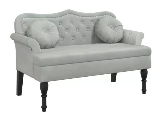 Banc avec coussins gris clair 120,5x65x75 cm velours