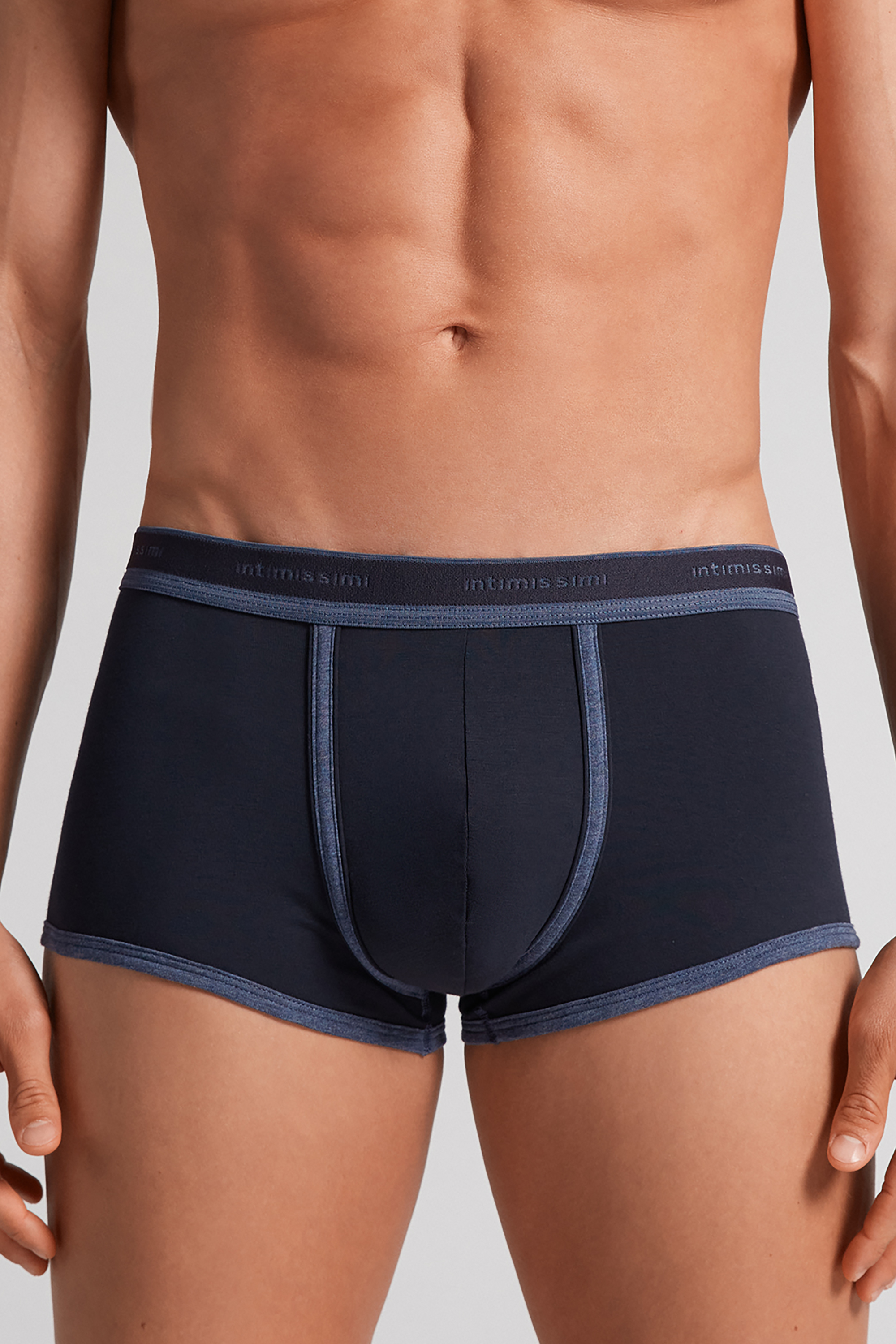 Cuecas boxer em algodão elástico Supima® com logotipo.