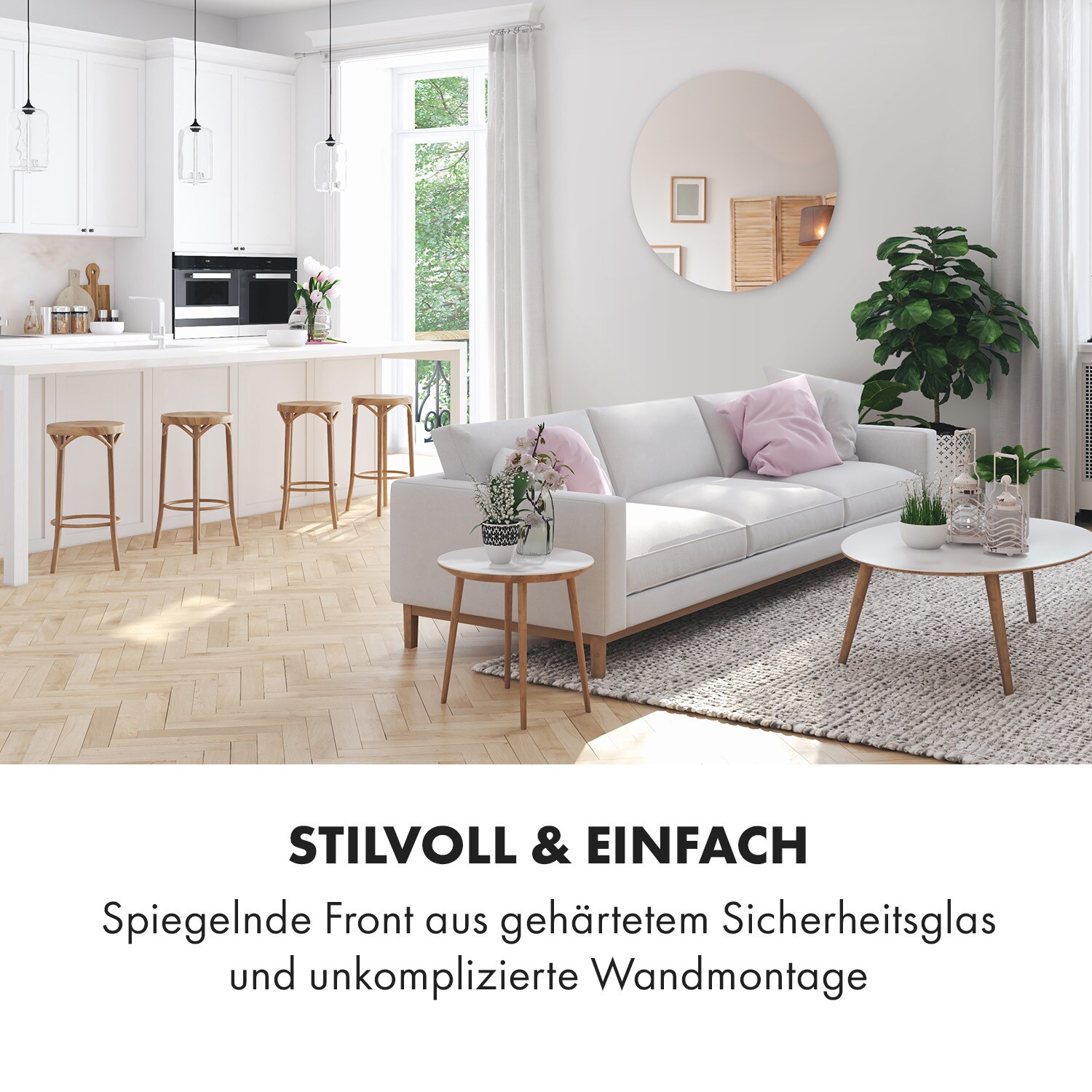 Marvel Mirror Infrarotheizung 300W Wochentimer IP54 Spiegel rund