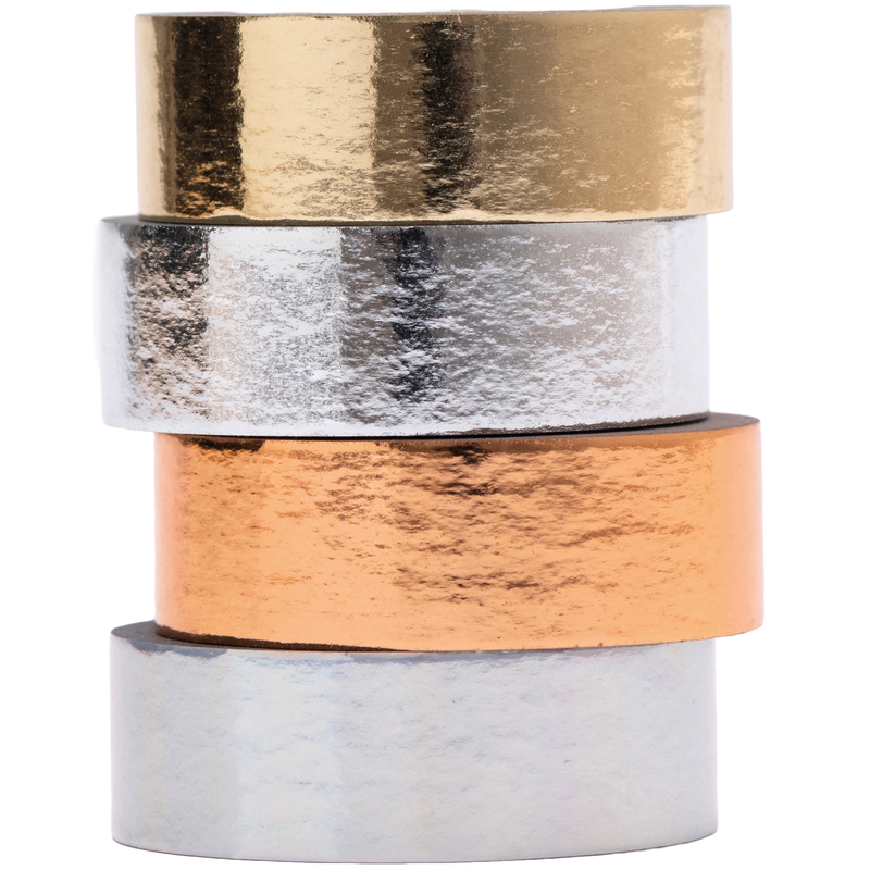 Rico Design Washi Tape Metallic, 4 Stück, 15 mm  x 5 m