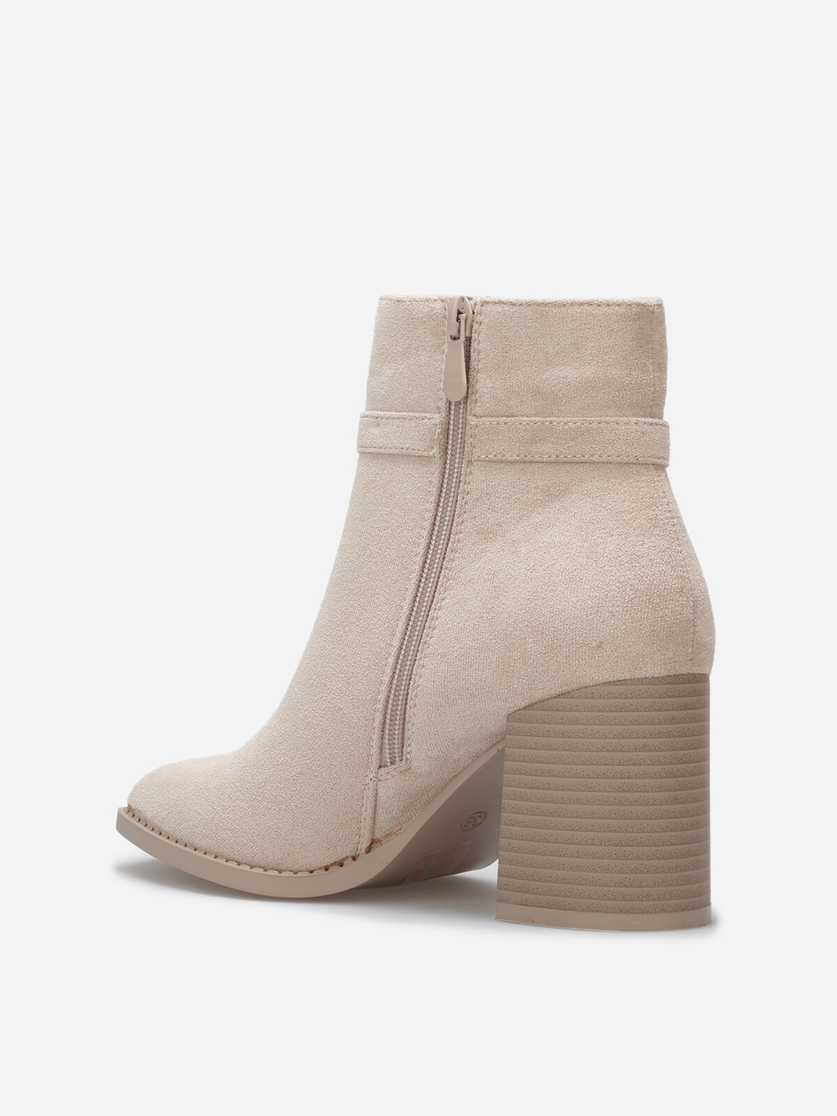 Bottines à talon en suédine avec mors doré- Beige