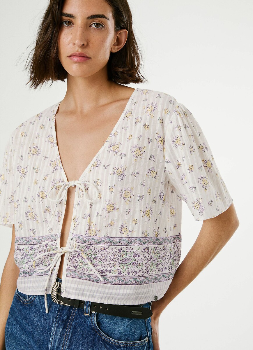 PEPE JEANS<br>Blusa de manga curta com laços