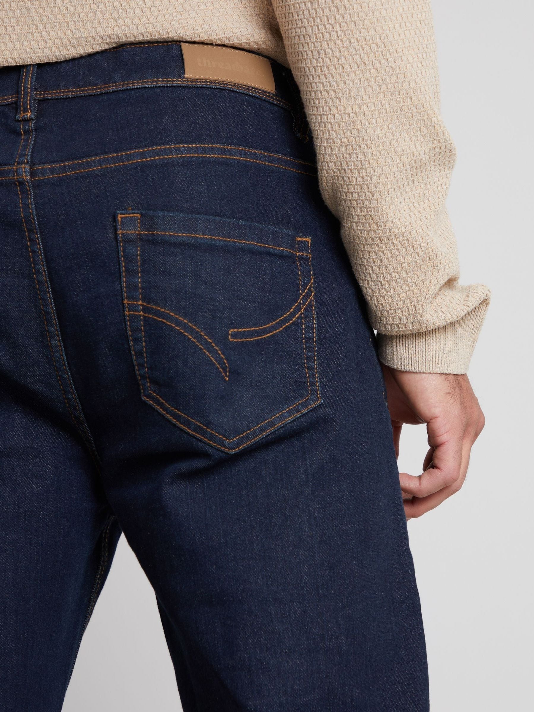 Donkerblauw - Threadbare - Straight-fit jeans met stretch