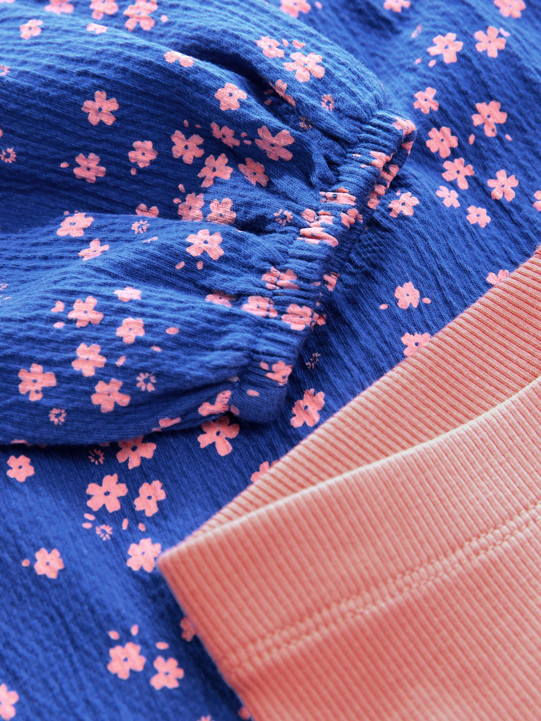 Blauw fijne bloemenprint - Set met blouse met lange mouwen en legging (3mnd-7jr)