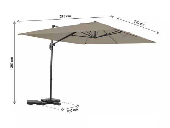 Parasol jardin déporté en aluminium 